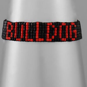 Georgia Bulldawg Beaded Bracelet - Black with Red Writing